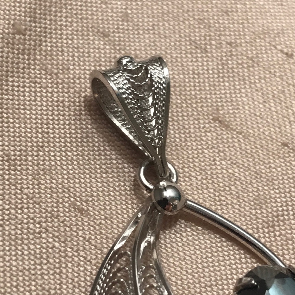 vtg Sorrento filigree Sterling hematite Pendant - Picture 3 of 7